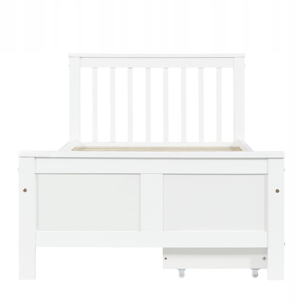 Letto singolo in legno con cassetti - Xylo - 90x200 - Bianco