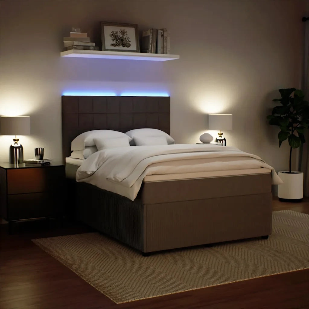 Giroletto a Molle con Materasso Grigio Chiaro 140x190cm Velluto
