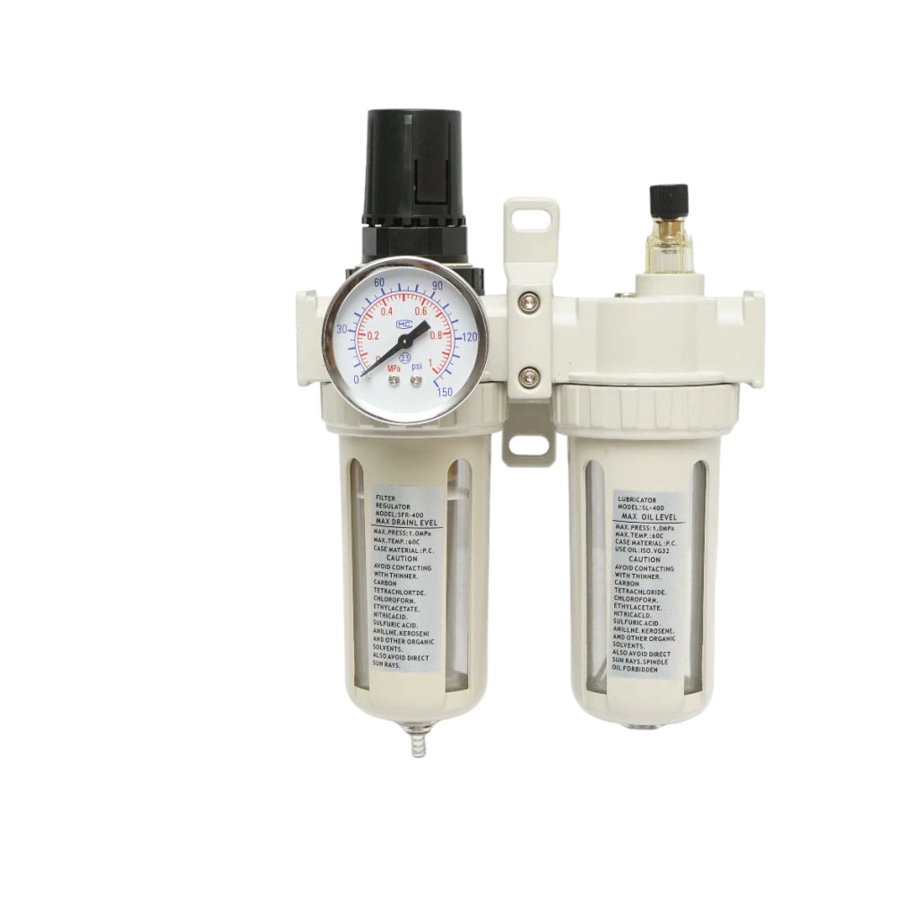 Filtro aria e lubrificatore con regolatore di pressione max. 1 MPa, attacco 1/2