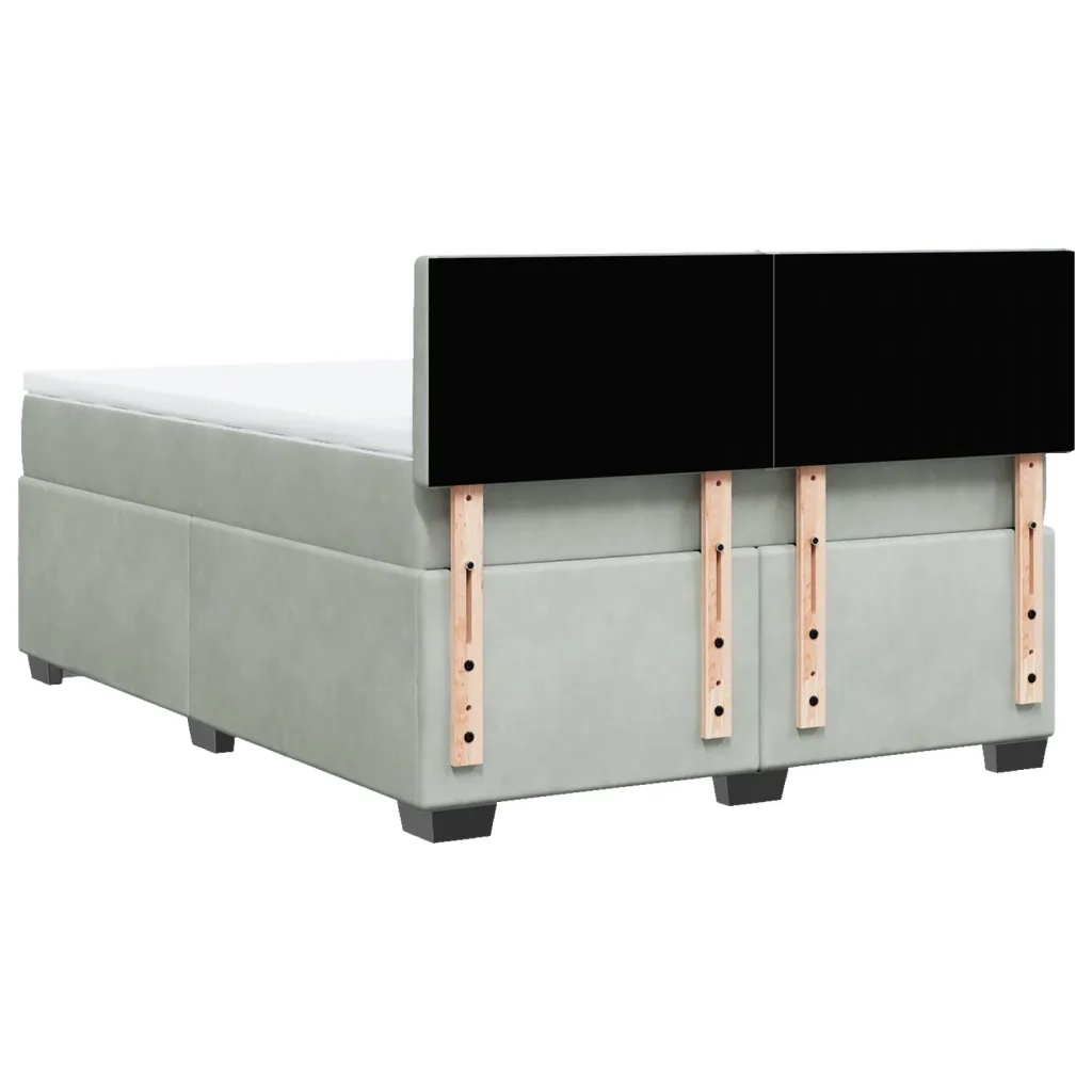 Giroletto a Molle con Materasso Grigio Chiaro 160x200cm Velluto