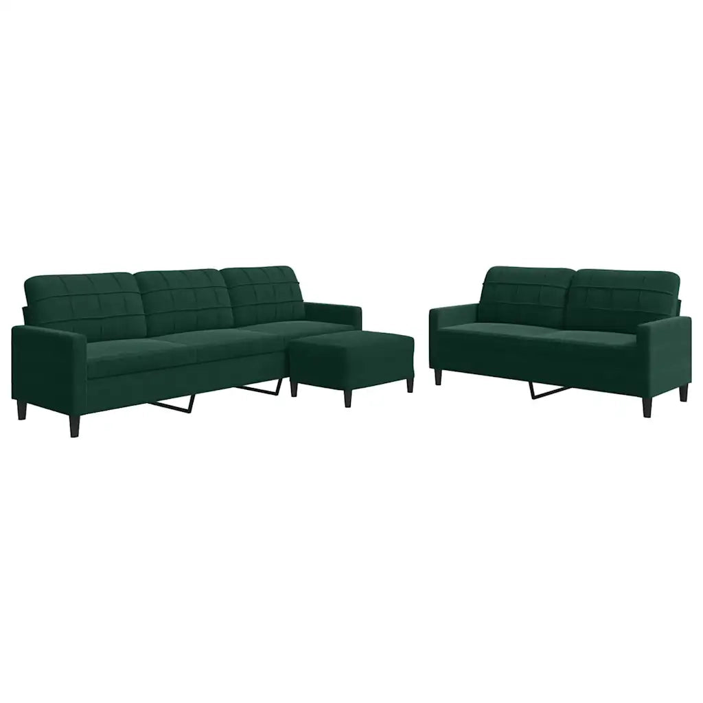 Set di Divani 3 pz con Cuscini Verde scuro in Velluto