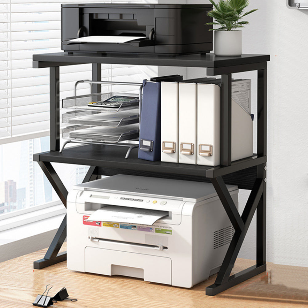 Scaffale da Scrivania Multiuso 3 Ripiani 54x37x69 cm per Stampante Ufficio in MDF Nero