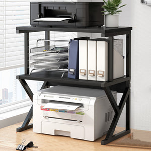 Scaffale da Scrivania Multiuso 3 Ripiani 54x37x69 cm per Stampante Ufficio in MDF Nero