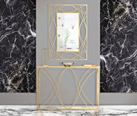Console Exy 120x40x80 cm in Ferro e Specchio Oro e Argento