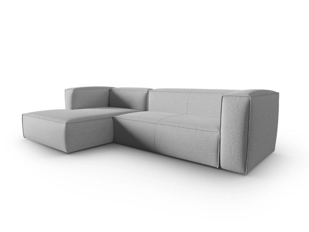 Cosmopolitan Design - Divano angolare sinistro "Mackay" 4 posti in velluto strutturato grigio 