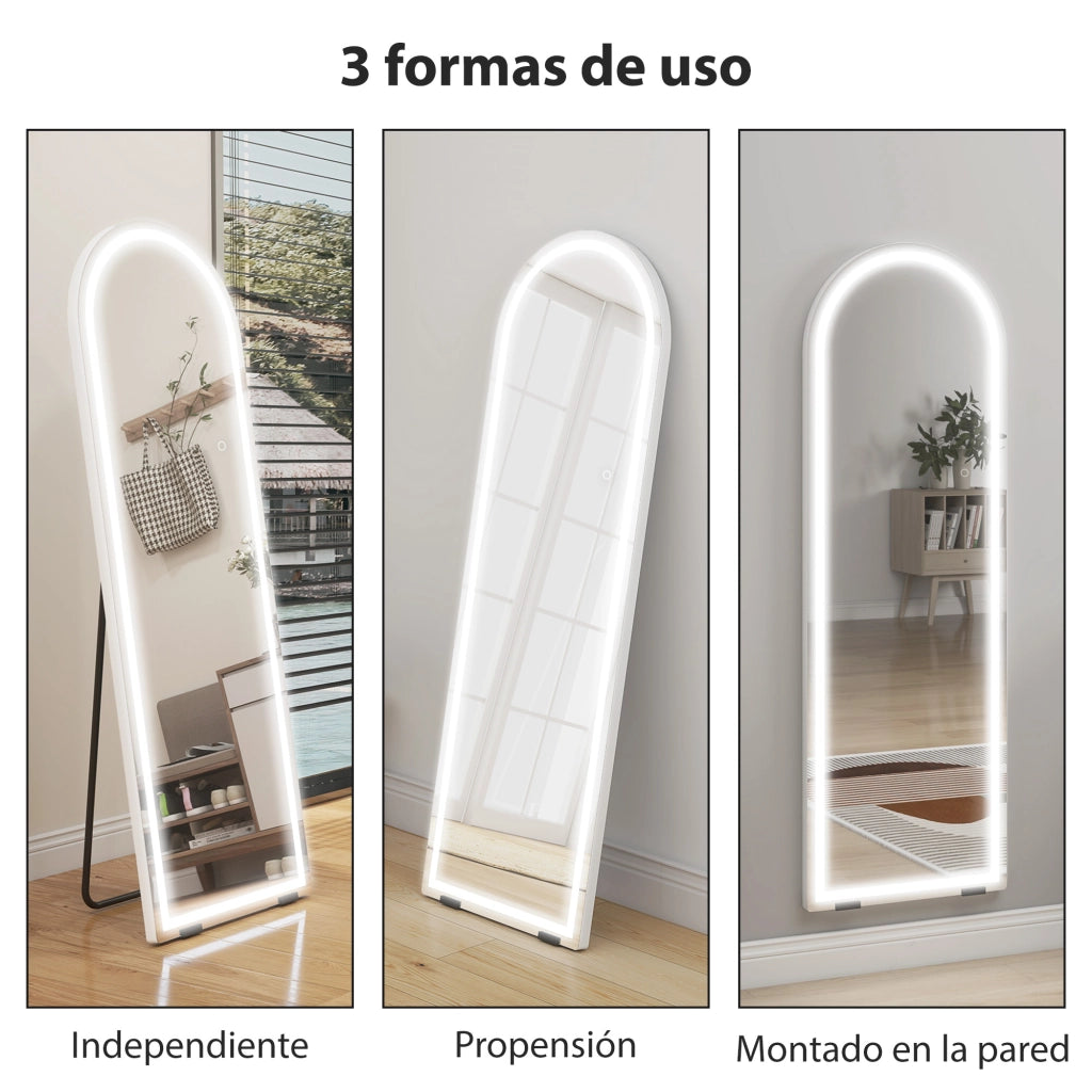 Specchio da Parete con Luci LED ¨C zephmum ¨C Bianco 150x50cm