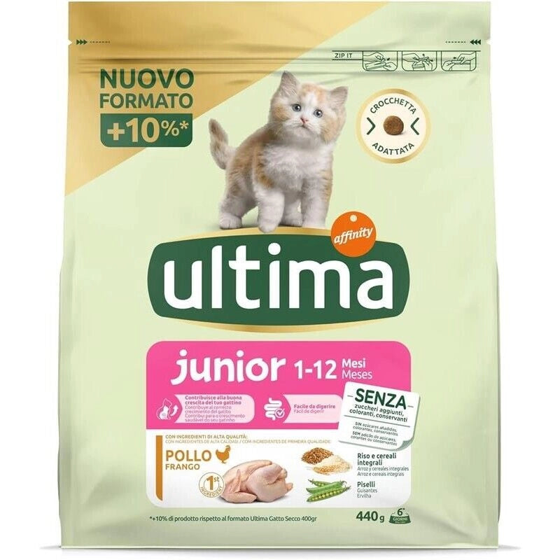 ULTIMA CROCCHETTE PER GATTO JUNIOR 1-12 MESI 440 GR GUSTO POLLO CON CROCCHETTA ADATTATA