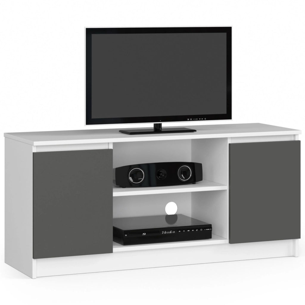 Mobile TV AKORD Bianco 120 cm 2 ante inserto frontale Grigio Grafite 120x40x55 cm