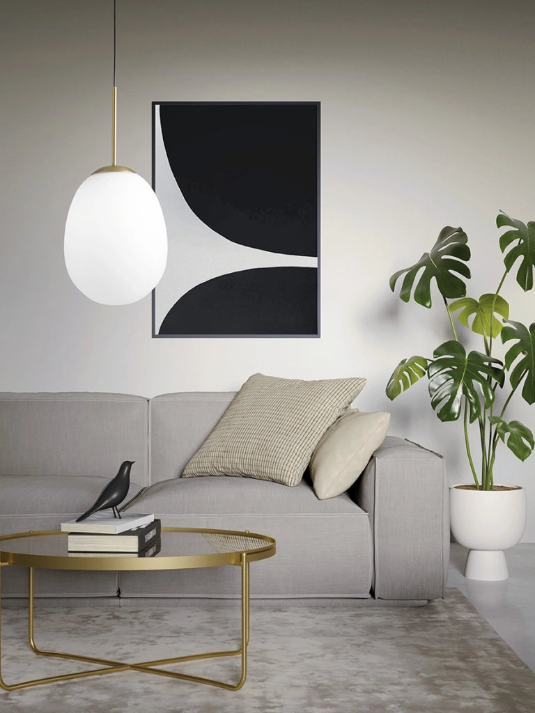 DROP SOSPENSIONE 1 LUCE VETRO OPALINO FINITURA ORO  ATTACCO E27  VETRO 25CM