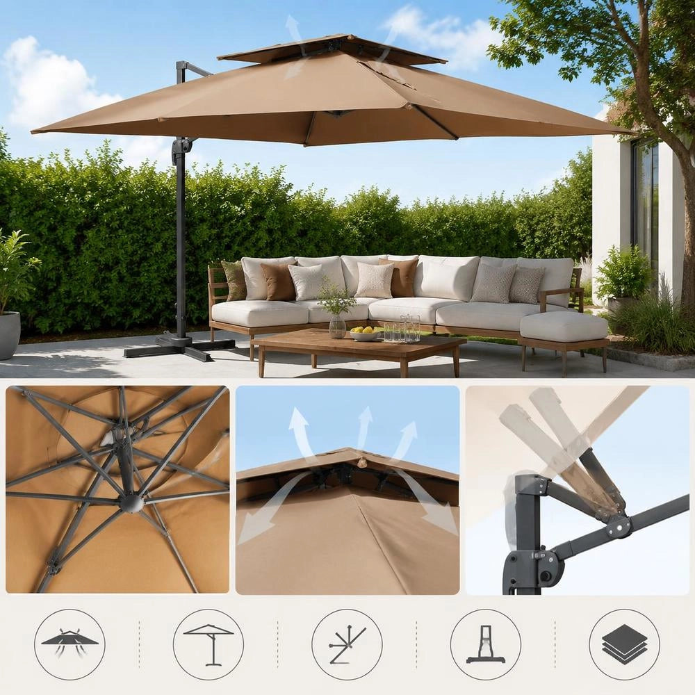 Parasol With Ventilation 400x300 Cm Taupe