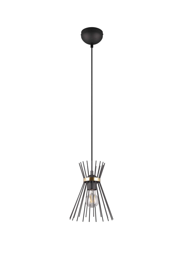 Lampada a sospensione, bacchette di metallo, nero e oro, D 20 cm, Rod