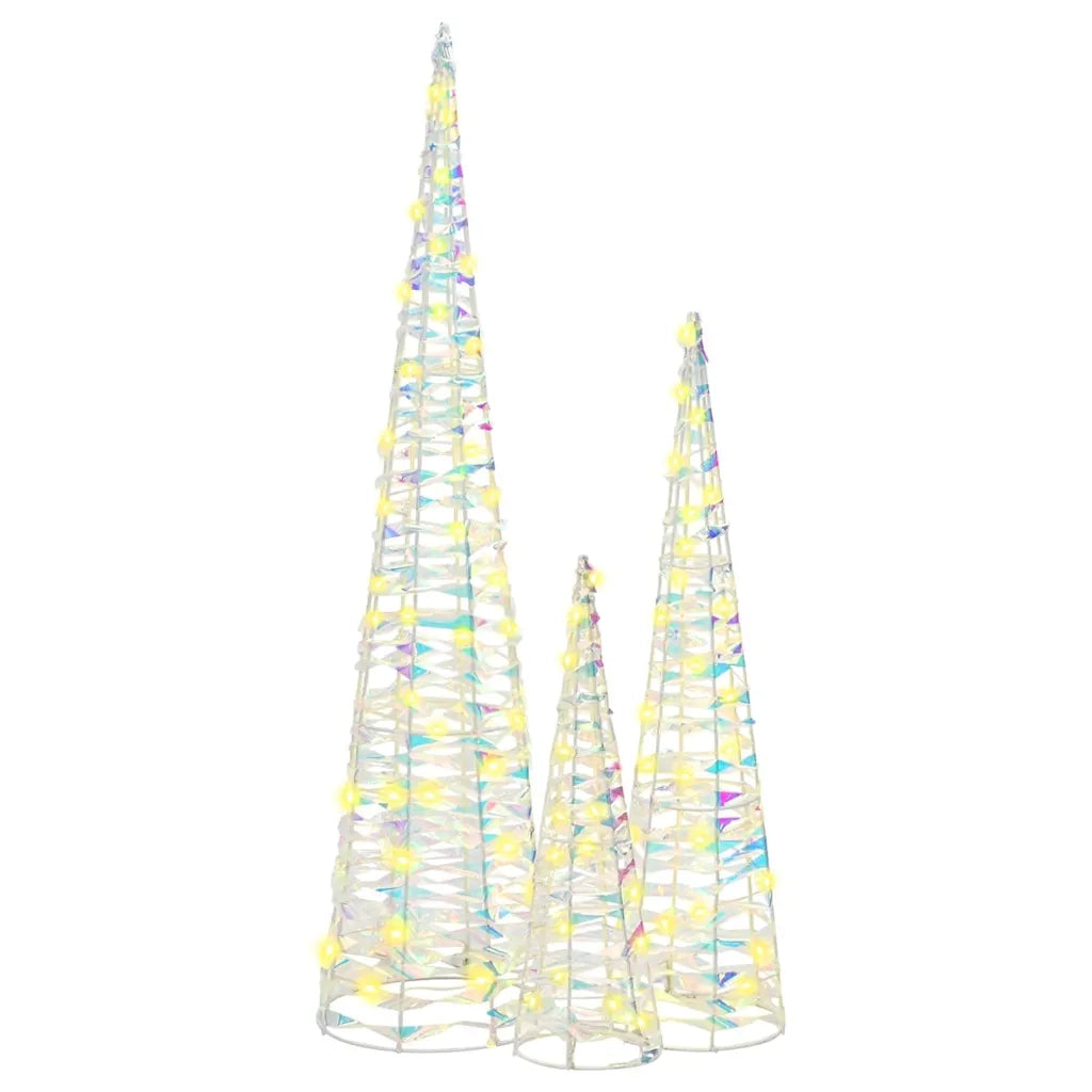 Albero di Natale 3 pz-Decorazioni natalizie Bianco caldo 20 x 20 x 80 cm PET 127727