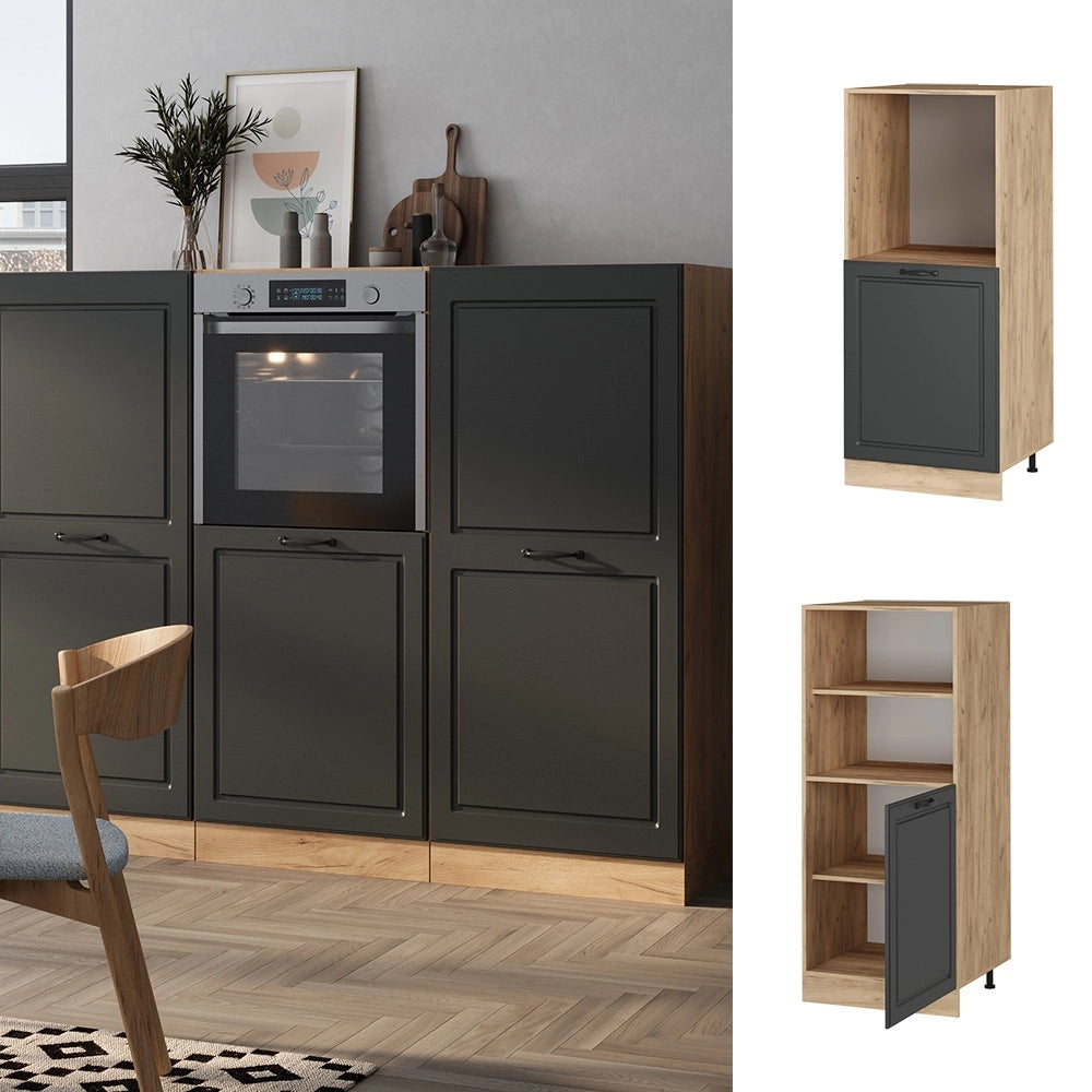 Mobile per forno da incasso R-Line Antracite rustico/Rovere dorato 60 cm Vicco