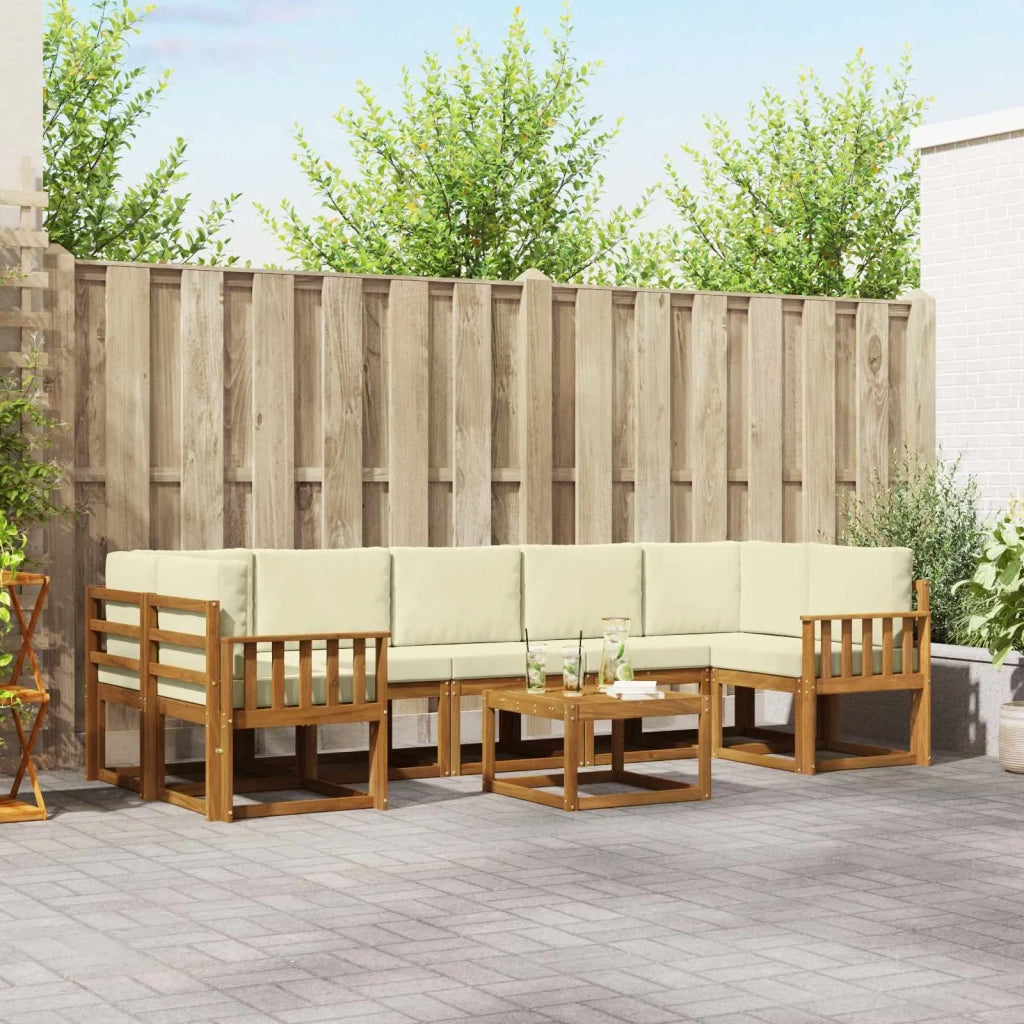 Set di divani da esterno con cuscino 8 pcs Naturale e Crema