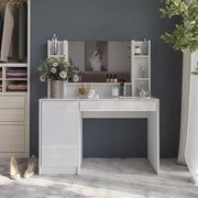 Tavolo da toeletta Sherry, Bianco/bianco lucido, 119.8 cm 4 parti