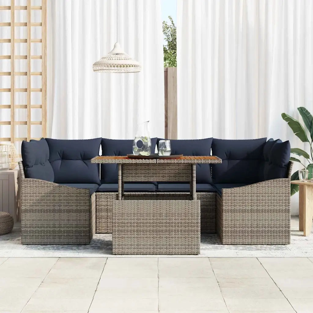 Set Divano da Giardino 7 pcs Grigio Poly Rattan 3358530
