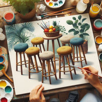 Sgabello da bar in legno da dipingere h 68 cm seduta rotonda con gambe dritte