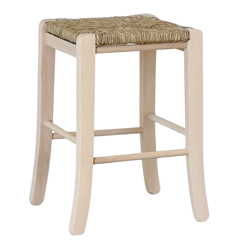 Sgabello basso h 47 cm in legno da dipingere quadrato gambe a sciabola