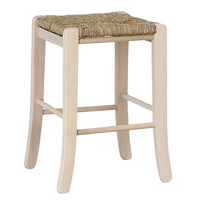 Sgabello basso h 47 cm in legno da dipingere quadrato gambe a sciabola