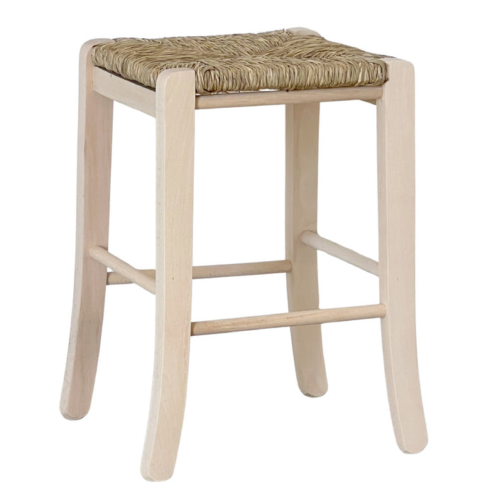 Sgabello basso h 47 cm in legno da dipingere quadrato gambe a sciabola