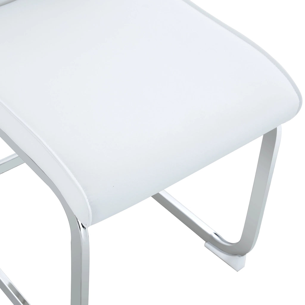 Sedia da pranzo con schienale ergonomico e seduta imbottita in similpelle bianca