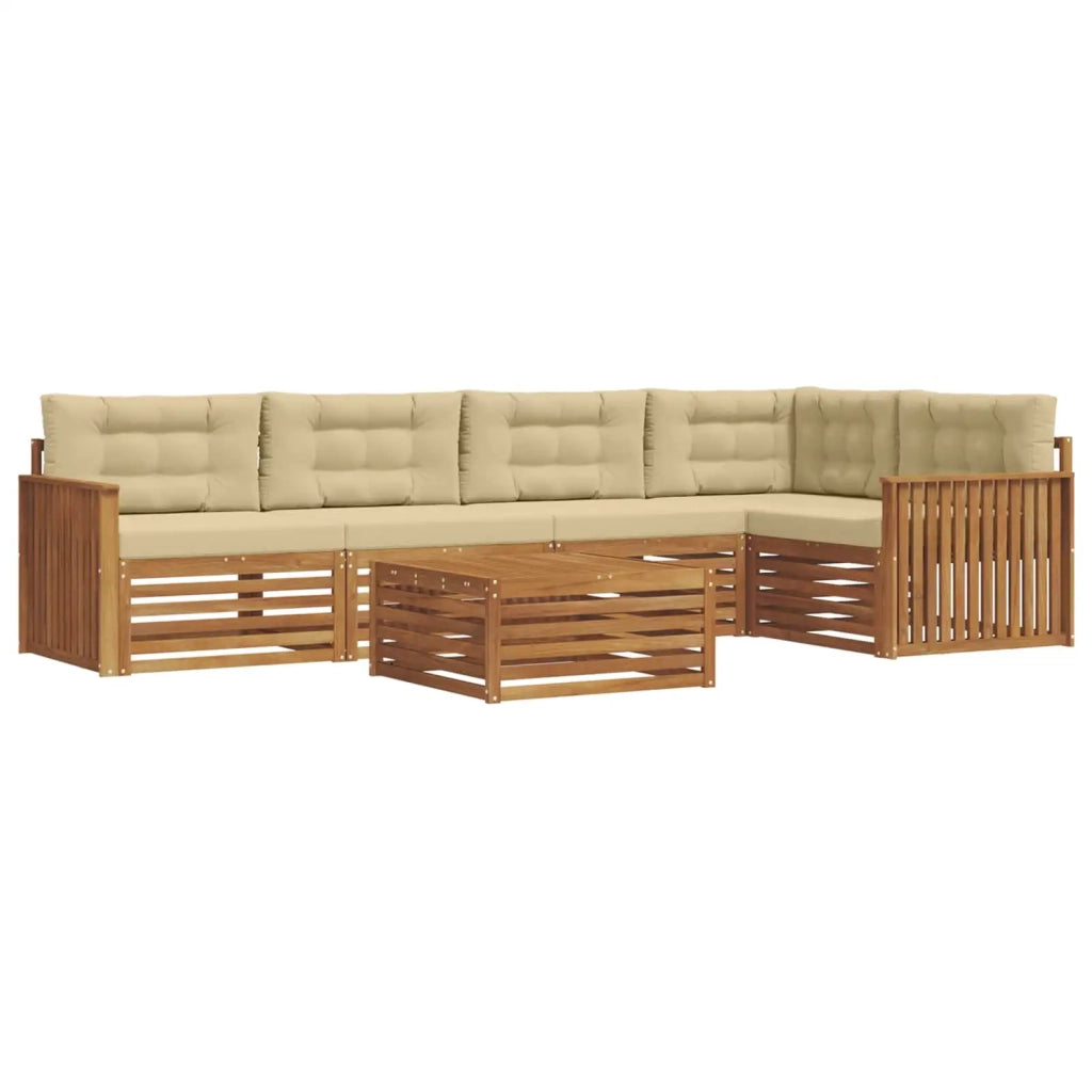 Set di divani da esterno con cuscino 6 pcs Naturale e Beige