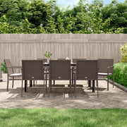 Set Pranzo da Giardino 9 pz con Cuscini in Polyrattan e Acciaiocod mxl 76608