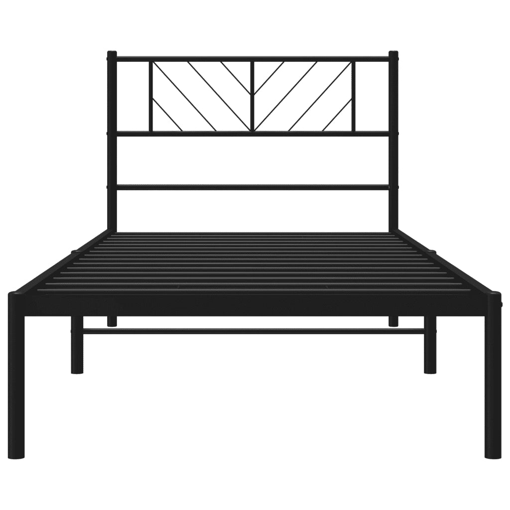 Giroletto con Testiera-Struttura Letto con testiera in Metallo Nero 90x190 cm 478889