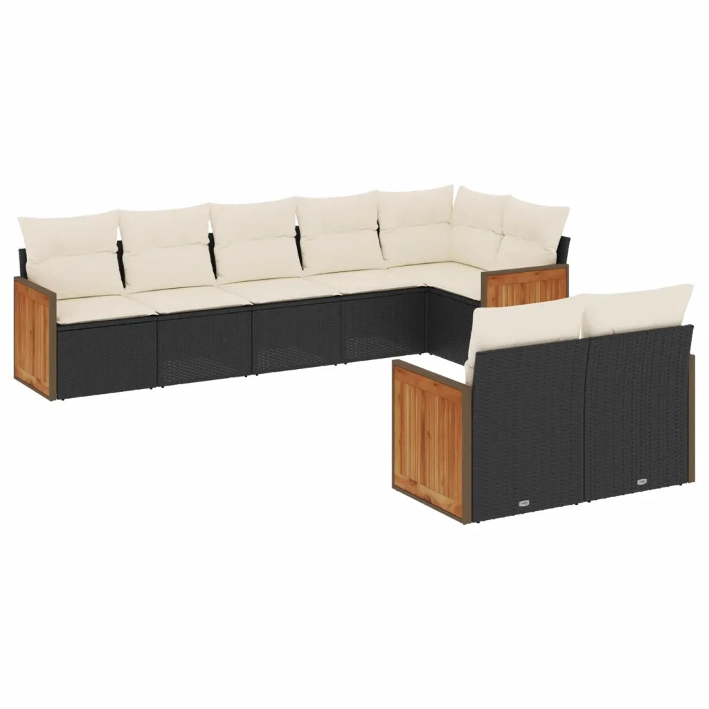 Set Divani da Giardino con Cuscini 8 pz Nero in Polyrattan 3227827