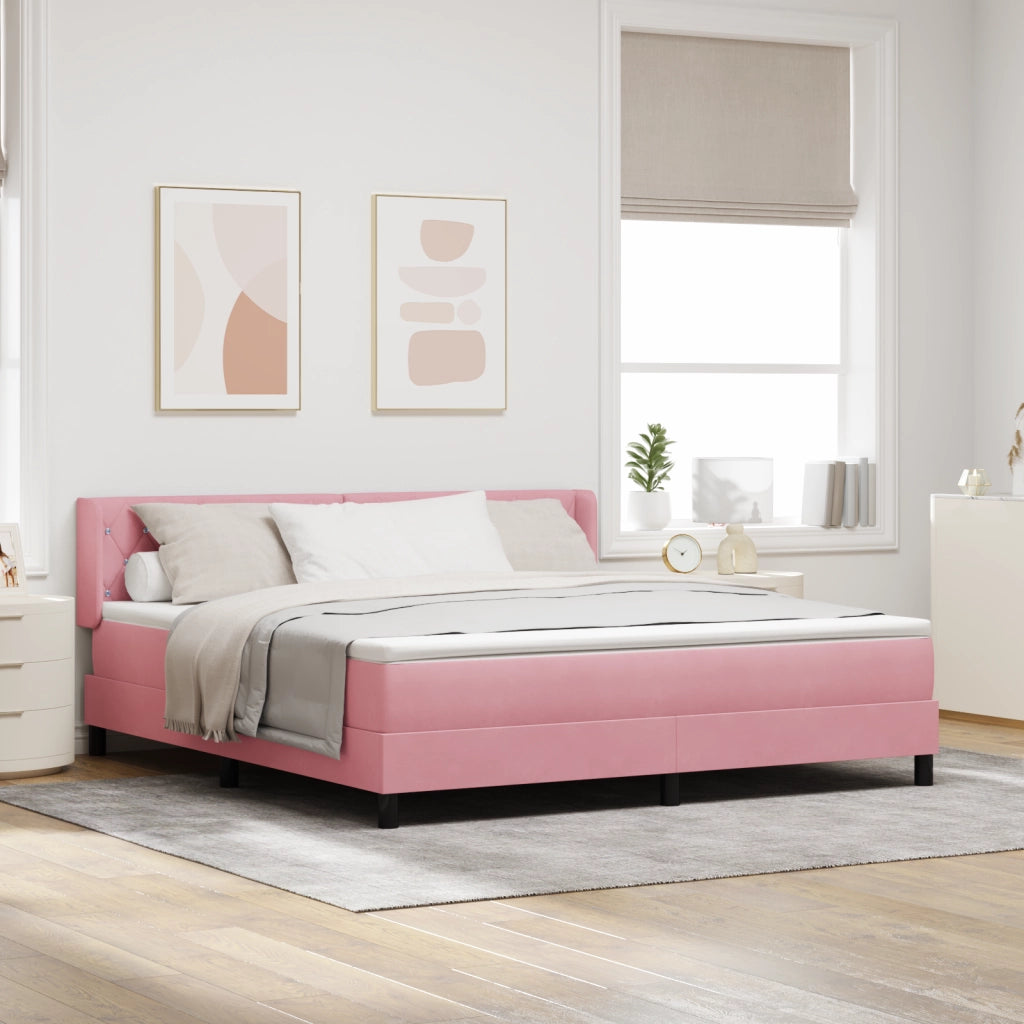Letto Box Spring con Materasso Rosa 180x200 cm Velluto