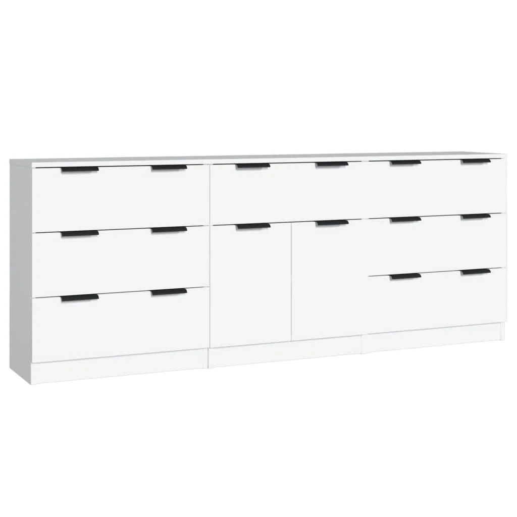 Buffet credenza cassettiera mobile contenitore organizer cucina soggiorno soggiorni 3 pz derivati ​​del legno bianco 02_0037016