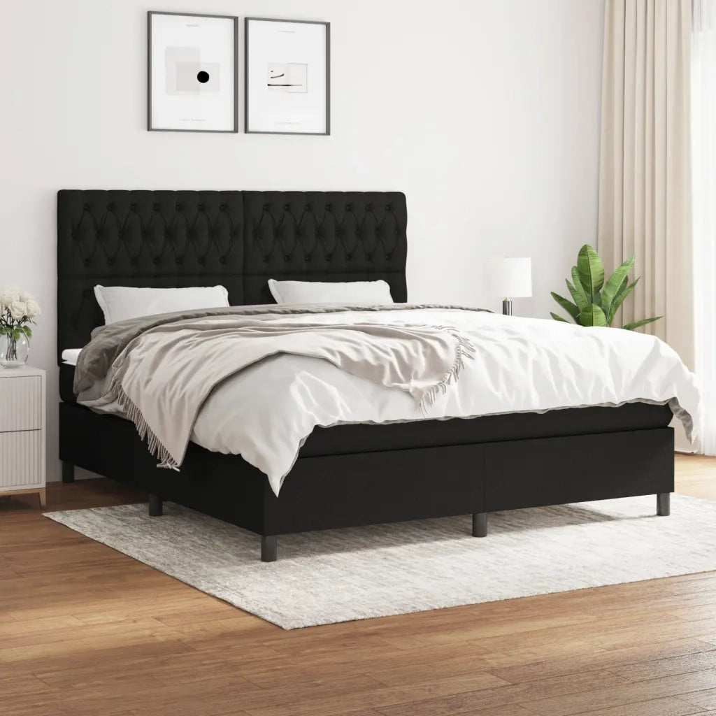 Giroletto a Molle con Materasso Nero 180x200 cm in Tessuto 3142035