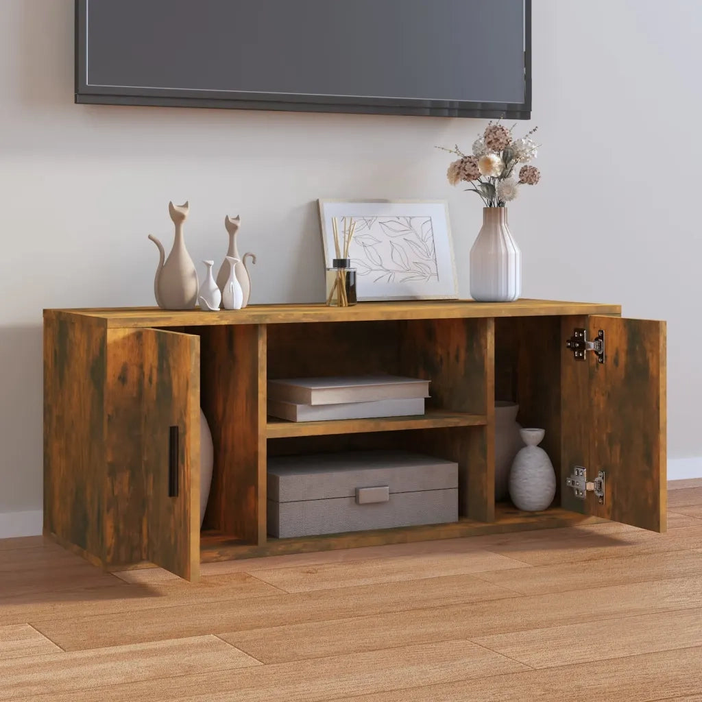Mobile TV-Credenza per TV-Console TV Rovere Fumo 100x35x40 cm in Legno Multistrato 310956