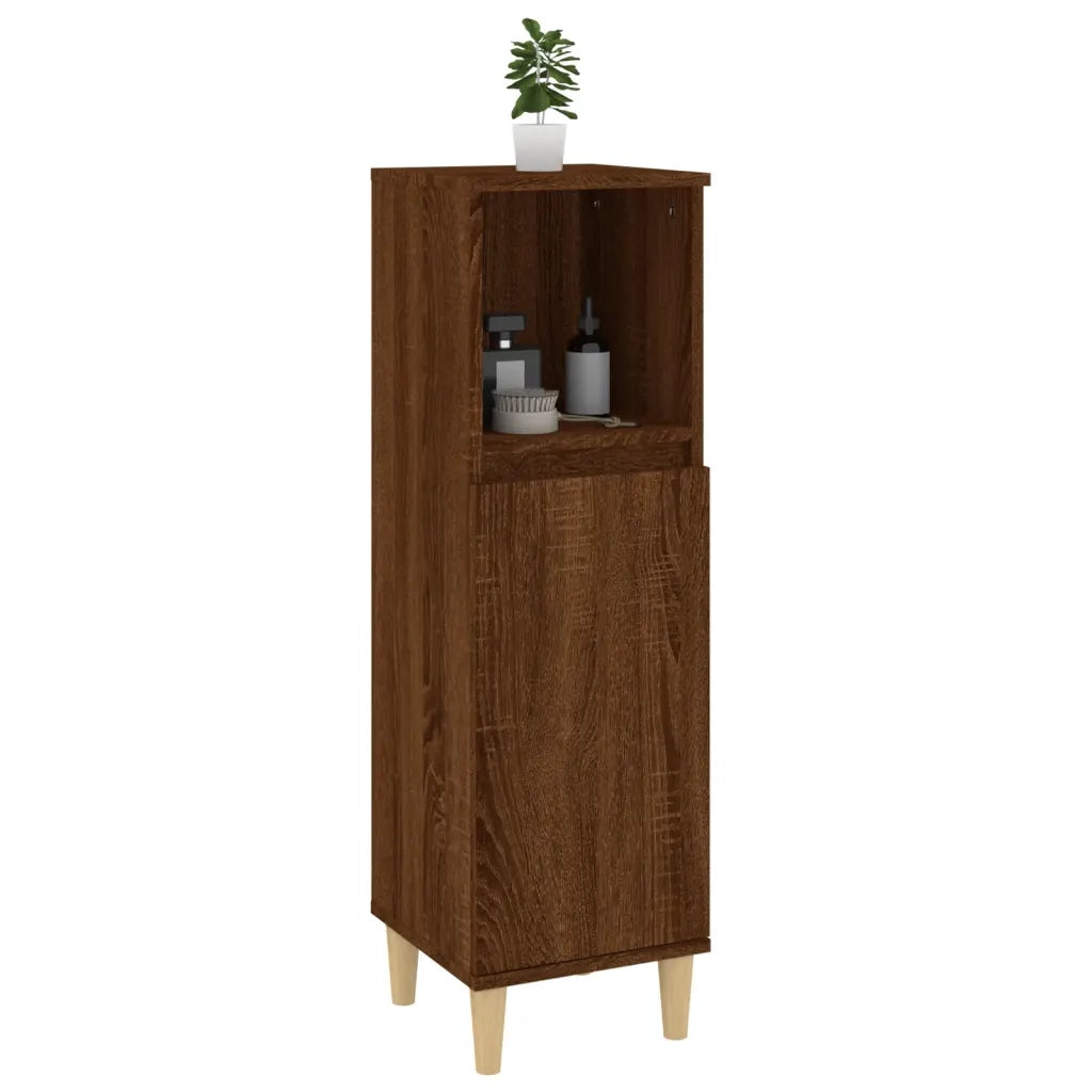Armadietto Bagno | Armadio da bagno Rovere Marrone 30x30x100 cm Legno Multistrato