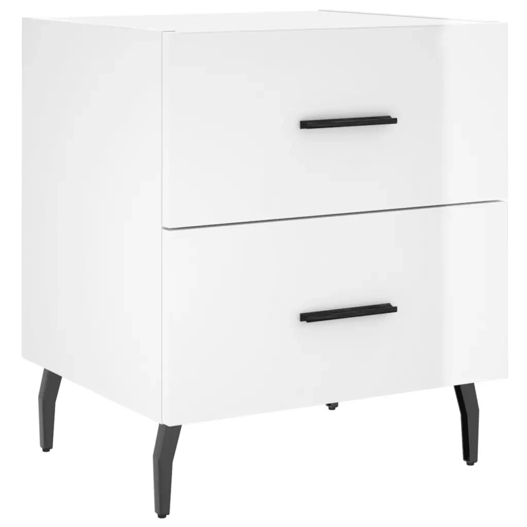 Comodini 2 pz Bianco Lucido 40x35x47,5 cm in Legno Multistrato 827345