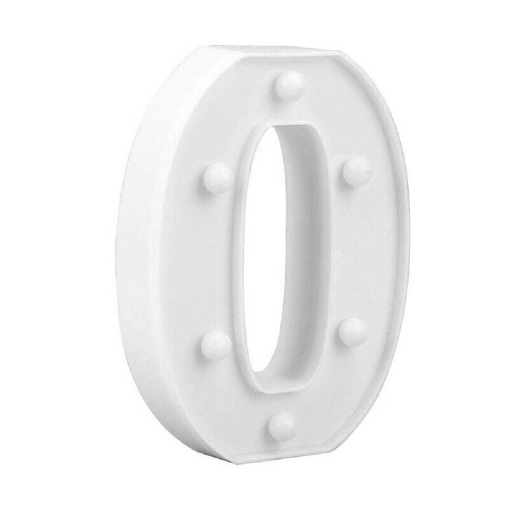 Trade Shop - Numero 0 Luminoso Bianco A Led Decoro Per Eventi Feste Luce Calda 3000k 16x3cm -