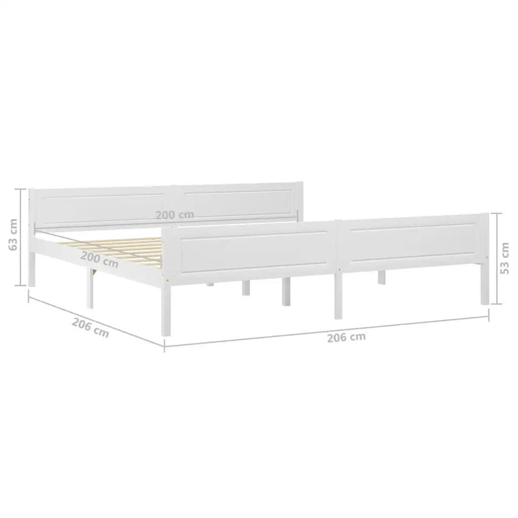 Letto matrimoniale | Letto per adulti | Giroletto Bianco in Legno Massello di Pino 200x200 cm
