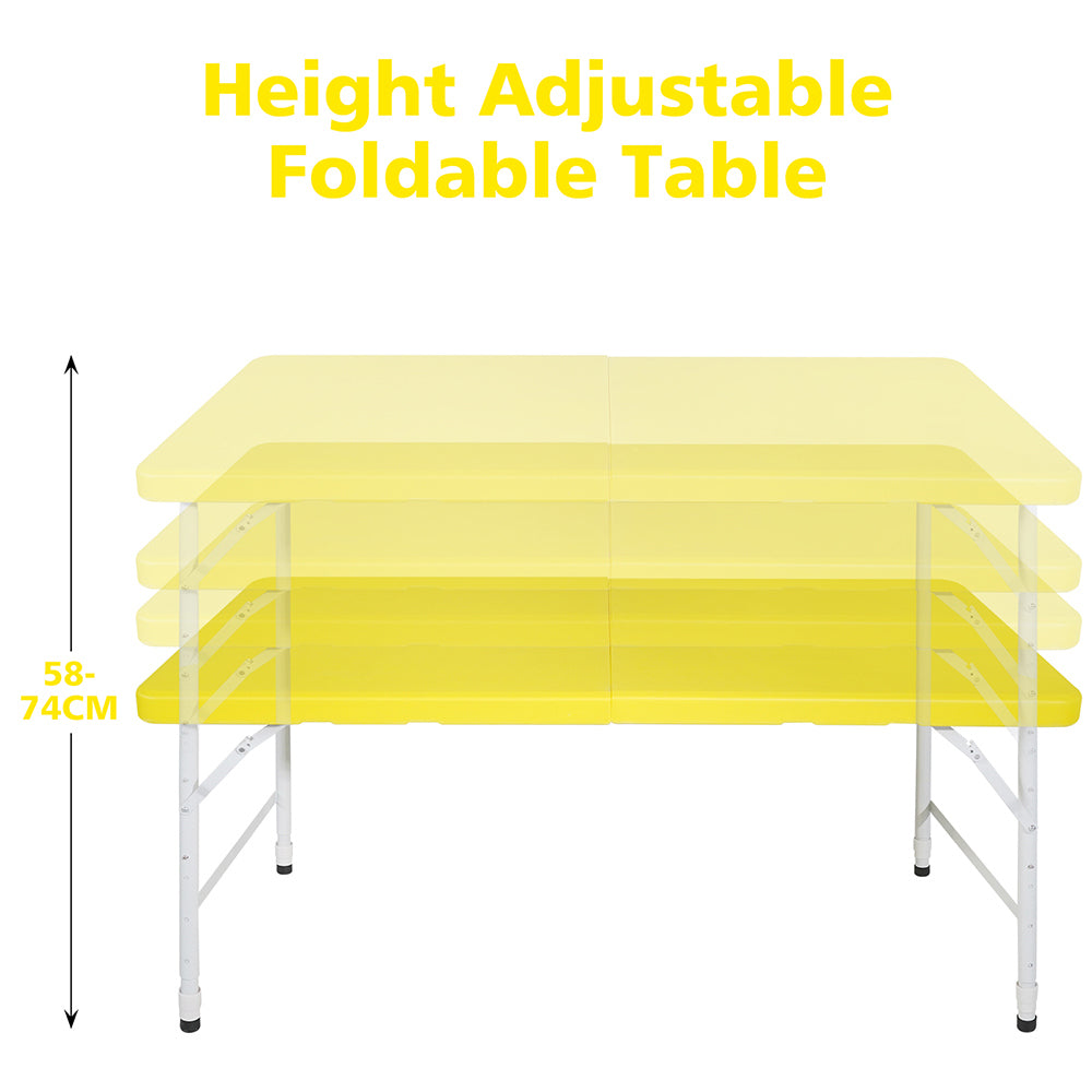 Tavolo-Xylo-125cm pieghevole giallo regolabile portatile 135kg
