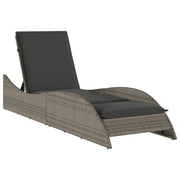 Lettino Prendisole | Sdraio da giardino | Lettino da sole con Cuscino Grigio 60x205x73 cm Polyrattan