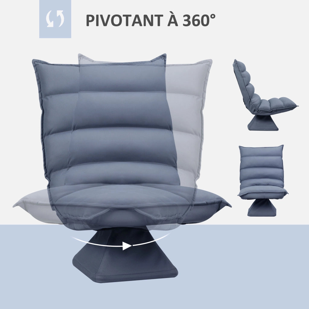 Poltrona girevole reclinabile con schienale imbottito ¨C zephmum ¨C 62x70x95 cm grigio