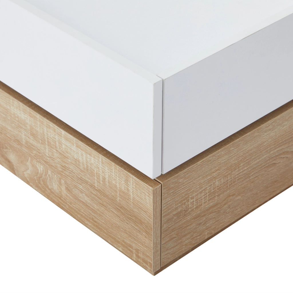 TAVOLINO Rotante 60x60x38 cm Bianco e Noce con 2 cassetti