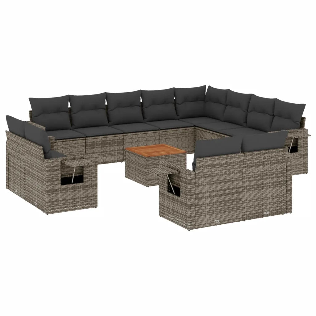 Set Divani da Giardino 13 pz con Cuscini Grigio in Polyrattan 3257166