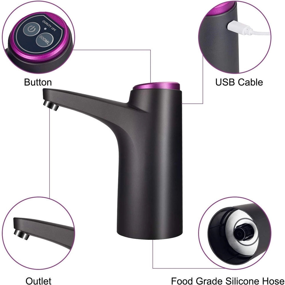 Trade Shop - Dispenser Erogatore D'acqua Ricarica Usb Automatica Pompa Portatile Elettrica Universale -