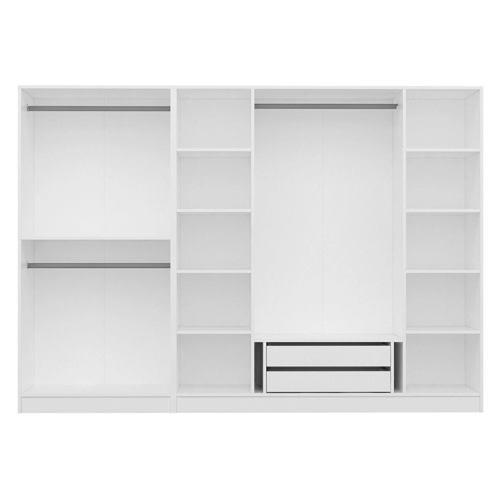 Armadio Camera da Letto Roviano, Guardaroba Grande Appendiabiti, 270x210h cm Bianco