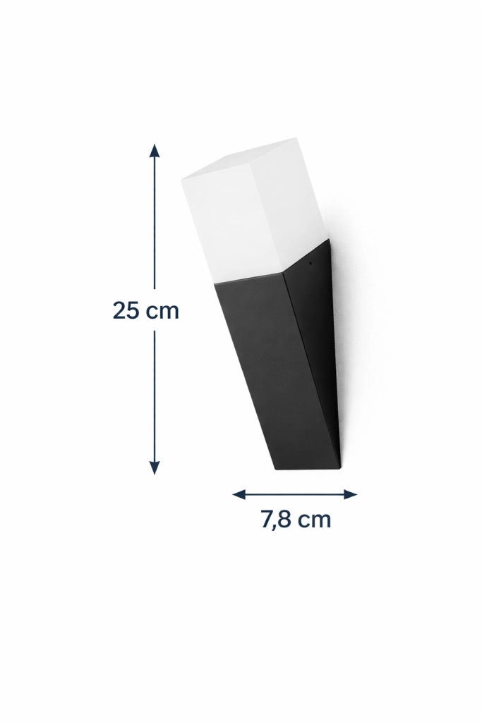 Applique da Esterno E27 Nero IP44 Lampada Parete Moderna Diffusore Opaco 12W Max Illuminazione Giardino Ingresso Facciata