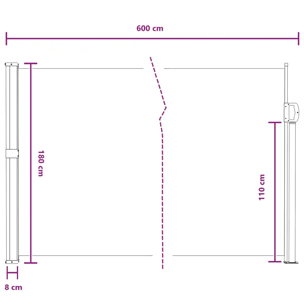 Tenda laterale retrattile Sabbia 600 x 180 cm Poliestere