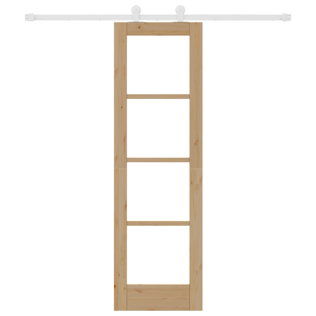 Porta Scorrevole con Set di Hardware 'ORKDAL'Legno Massiccio e Vetro