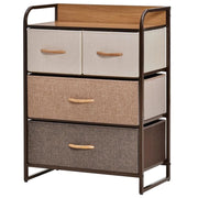 CASSETTIERA CON 4 CASSETTI IN TESSUTO E RIPIANO RIGIDO IN LEGNO 58X29X78.5CM