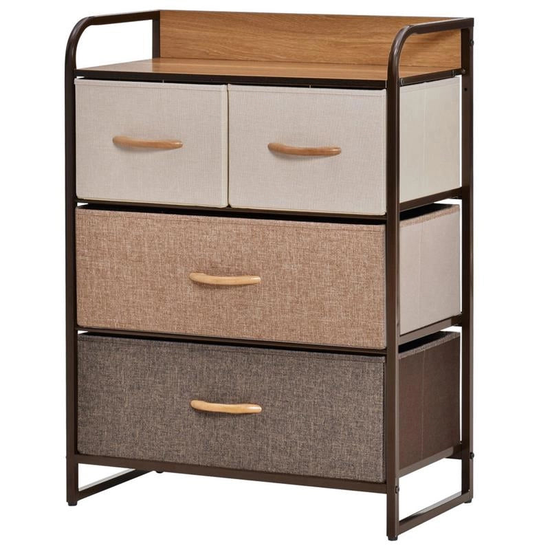 CASSETTIERA CON 4 CASSETTI IN TESSUTO E RIPIANO RIGIDO IN LEGNO 58X29X78.5CM