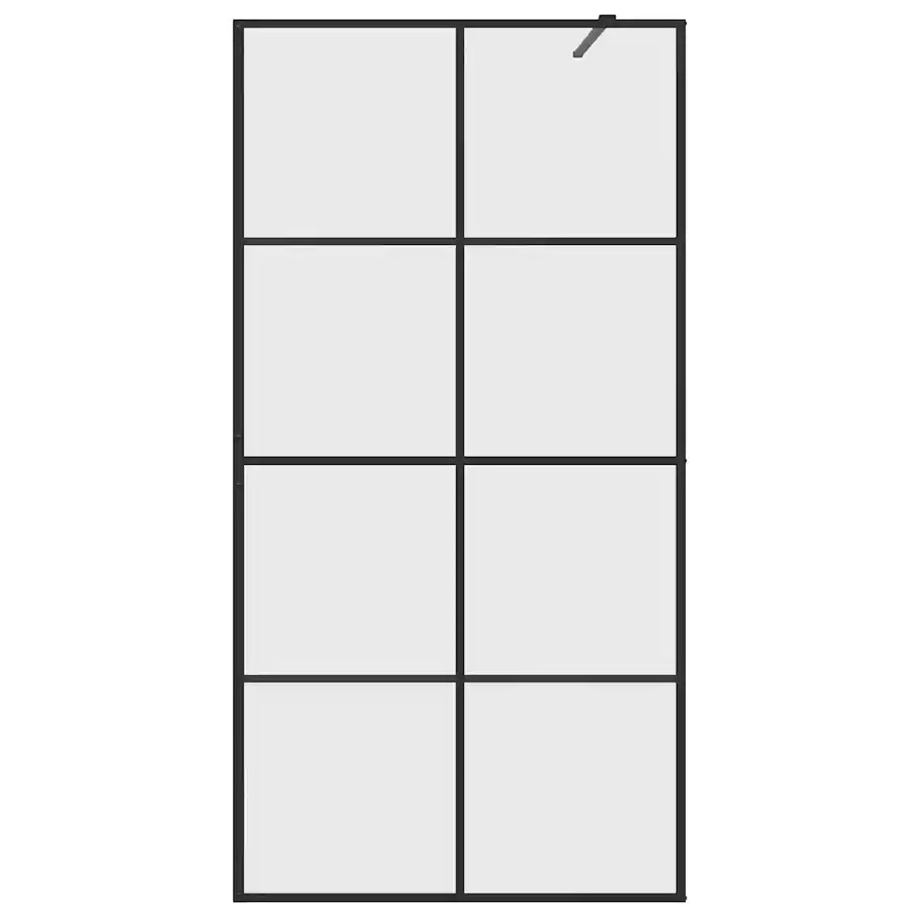 Parete per Doccia Walk-in Vetro Trasparente ESG 100x195cm Nera cod mxl 46805